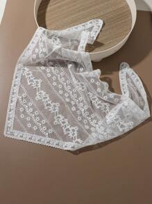 1 Peça Lenço Triangular de Renda para Mulheres, Estilo Country Francês, Tecido de Renda com Estampa Floral, Acessório de Moda para Praia, Férias, Bandana para Cabeça em Todas as Estações