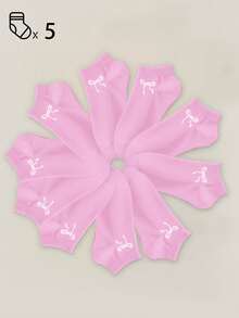 20/10/5/1 Pair Of Women's Short Socks,Invisible Socks,White Socks,Black Socks,Grey Socks,Women Socks,Cute Socks,Girls Socks, Black Socks,Cartoon Details, Guide Rail Breathable Hole Design, Moisture Wicking, Soft And Smooth, Suitable For Various Holidays, Sports, Leisure, Business And Other Daily Wear, Can Be Worn All Year Round, Color Combinations Are Random. - Pink - View 8