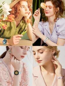 20mm 雙色花卉雕刻矽膠錶帶，相容於 Galaxy Watch 7 6 5 4 40mm 44mm/5 Pro/6 Classic 47mm/Watch 4 Classic/Active 2, 45mm/Watch 3/Watch 4 Classic 42mm 46mm Watch 6 47mm 43mm，波西米亞風防水運動替換錶帶，相容於 Honor，男女適用 - 星光粉 - 查看 6