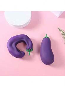Fruit And Vegetable TPR Vent Memory Sand Lala Joy Eggplant Decompression Toy - View 5