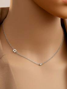 Tsnamer 1 件侧向首字母项链简约 26 个字母 A-Z 个性化名字颈链项链适合女士女孩搭配日常珠宝礼物 - 項鍊 - 查看 38