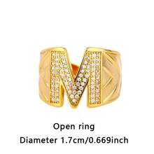 Cubic Zirconia Letter Decor Ring - Yellow Gold - View 33