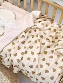 1 件柔软舒适的婴儿卡通熊印花豆袋毯，适合所有季节 - 香檳色 - 查看 6