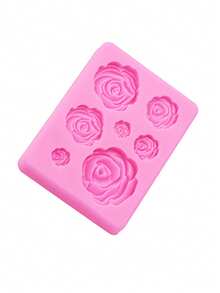 1 件液态硅胶迷你 7 瓣玫瑰形烘焙模具，用于装饰蛋糕、巧克力、饼干 - 粉色 - 查看 5