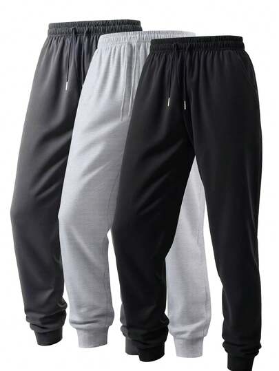 Blueplus Pantalones casuales versátiles para uso diario y ejercicio al aire libre, diseño de cintura con cordón ajustable. Leggings de viaje de color sólido para hombre, adecuados para deportes casuales y fitness.