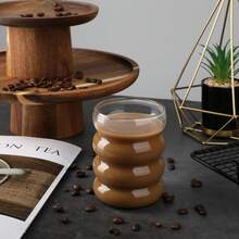 1pc 350ml Caterpillar Glass Cup, 350ml High Borosilicate Glass Water Cup, Iced Coffee Cup, Suitable For Beverages Like Juice, Milk, Tea, All-Season Drinking Glass, Can Be Used As A Gift (Straw Not Included). Ideal For Daily Use, Coffee And Tea Moments. - Multicolor - View 7