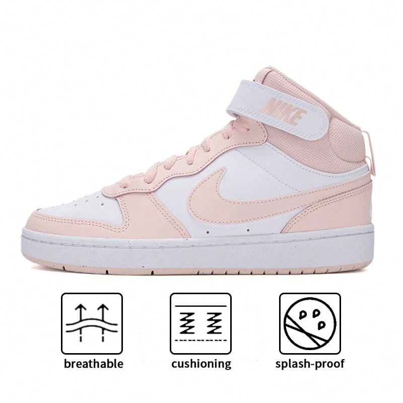 Nike COURT BOROUGH MID 2 (GS) 中帮轻便休闲运动鞋 CD7782-122 青少年款 - 白/迴聲粉 - 查看 1