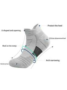 1/3/6 Pairs Thick Sports Short Socks For Men, Moisture-Wicking Tennis, Badminton, Running, Basketball Socks, Fall