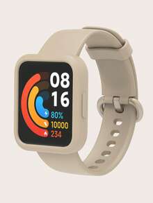 2pcs Set: Solid Color Casual Detachable Silicone Smart Watch Band + Semi-Enclosed Silicone Watch Protective Case, Suitable For Whole Day Wear, Compatible With Redmi Watch 2 Lite - Redmi Watch 2 Lite - View 10