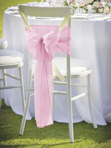 2件/4件/6件/10件粉色薄纱蝴蝶结椅套，轻盈白色面料户外婚礼椅装饰，适用于婚礼、生日派对椅装饰，米色、白色、秋季装饰、房间装饰、返校季、学校用品
