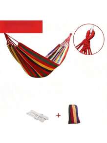 1pc Outdoor Canvas Hammock, Widened For Single/Double Use, Leisure Camping Equipment
