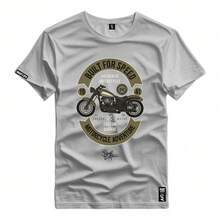 Printed Shirt 100% Cotton Casual T-Shirt - 3651 - 灰色 - 查看 1