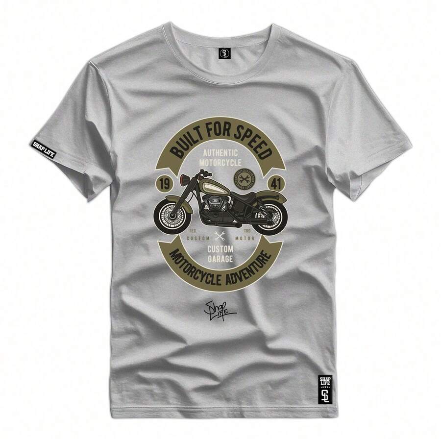 Printed Shirt 100% Cotton Casual T-Shirt - 3651 - 灰色 - 查看 1