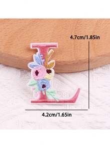 1 pieza, Parche bordado con flores para planchar con letras (A-Z), apliques decorativos para DIY en decoración de ropa, material de tela, calcomanías para ropa