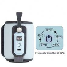 Calentador de Biberones Portátil, Calentador de Biberones Eléctrico 5 Configuraciones de Temperatura Pantalla LCD Calentamiento Rápido Calentador de Biberones de Leche de Viaje - Celeste - Ver 3