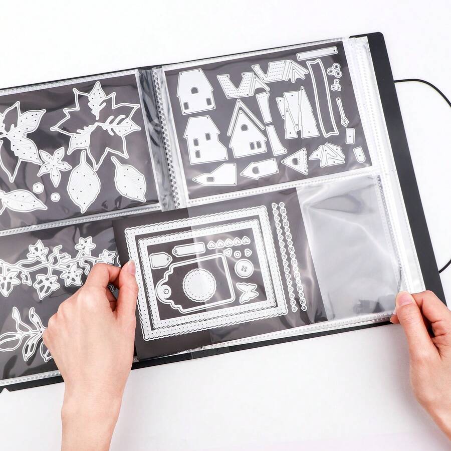 1 张大型储物相册，大型透明贴纸照片储物相册；印章和切割模具储物簿整理器文件夹，可容纳多达 80 张明信片、贴纸、照片、透明印章和切割模具