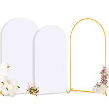 6.6FT Wedding Metal Arch With Cover Double-Sided Spandex Cover Suit For Wedding Arch Stand Birthday Party Anniversary Graduation Decoration Backdrop - trắng - Xem 1