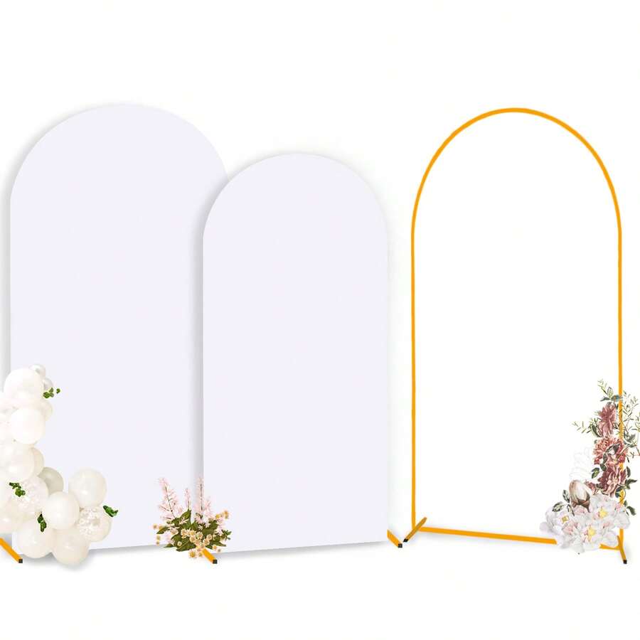 6.6FT Wedding Metal Arch With Cover Double-Sided Spandex Cover Suit For Wedding Arch Stand Birthday Party Anniversary Graduation Decoration Backdrop - trắng - Xem 1