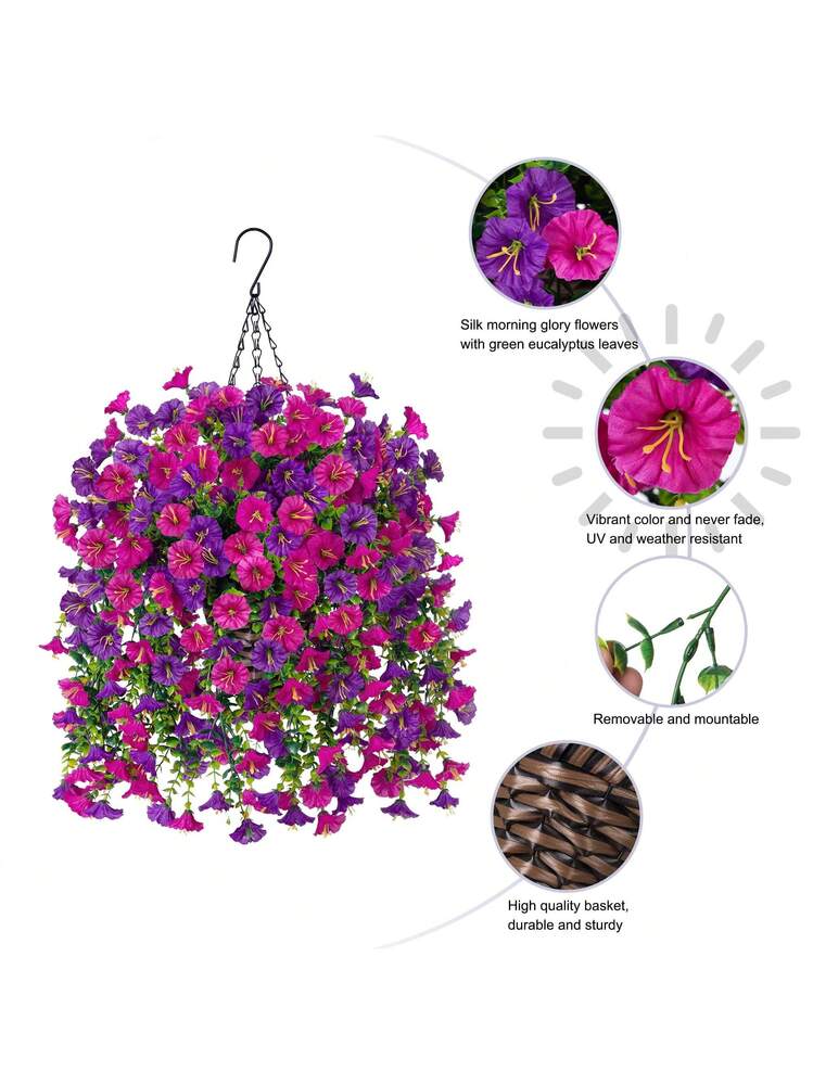 Knstliche hngende Blumenampel fr Outdoor, Seide Trichterblumen und  Eukalyptusbltter mit grnen Ranken, UV-bestndig, geeignet fr Wand, Haus,  Veranda, Terrasse | aktuelle Trends, gnstig kaufen | SHEIN Deutschland