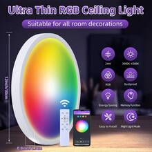 CANMEIJIA 24W Alexa 吸顶灯，蓝牙涂鸦手机应用控制，RGB 卧室吸顶灯，带遥控器的家居装饰客厅灯，适用于家庭/客厅/卧室/音乐室/书房/厨房/浴室/衣柜/舞台/展厅/商店/画廊/走廊/餐厅/服装店/酒吧/工作室 - 藍牙Alexa吸頂燈 - 查看 13