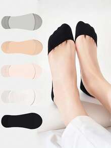 Ultra Low Vamp Boat Socks For Women Without Side Edges, High Heels Invisible Socks Summer Silicone Anti Slip Short Socks Cover Christmas Gift - Multicolor - View 7