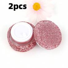 1pc Portable Cosmetic Travel Container With Refillable Cosmetic Jar Container, Inlaid With White Rhinestones, Suitable For Skin Care With Lotion And Cream Leakproof, Suitable For Travel, Drawer, Dressing Table, With Refillable Cosmetic Jar Container, Must-Have Gift For Him/Her During Festivals