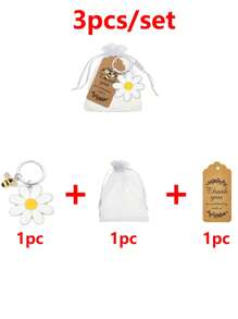 12pcs/3pcs Bee And Sunflower Keychain Gift Set - Cute Party Gift Return Sets Include, Stainless Steel Keychain, Organza Bag , Thank You Tags ,Suitable For Wedding, Bridal, Bachelorette Celebrations,Mother's Day Gifts,