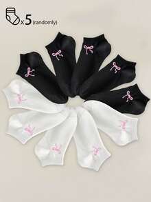 20/10/5/1 双女士短袜，隐形袜，白袜，黑袜，灰袜，女士袜子，可爱袜子，女童袜子，黑色袜子，卡通细节，导轨透气孔设计，吸湿排汗，柔软滑爽，适合各种节日、运动、休闲、商务等日常穿着，一年四季均可穿着，颜色组合随机。 - 黑與白 - 查看 12