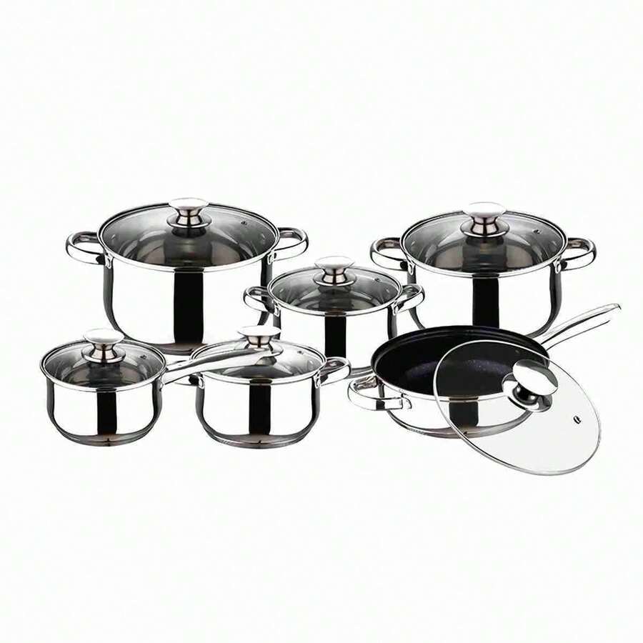 Batterie de cuisine - Ensemble de casseroles de 12 pièces Klack Induction Gaz Vitro, Découvrez la polyvalence et la qualité de la batterie de cuisine Klack. Ensemble de casseroles de 12 pièces pour induction, gaz et vitro. Cuisinez avec style et efficacité ! - Livraison en 24/48 heures GRATUITE! - Argent - Voir 1