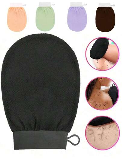 多色浴巾、沐浴手套、单层双面按摩浴巾、背部按摩、淋浴去角质、去角质、韩国去角质手套（1 套）去角质手套明显去除死皮，非常适合喷雾晒黑或毛囊皮脂角化病，由 100% 粘胶纤维制成的身体磨砂膏、包、整理器、存储、发夹