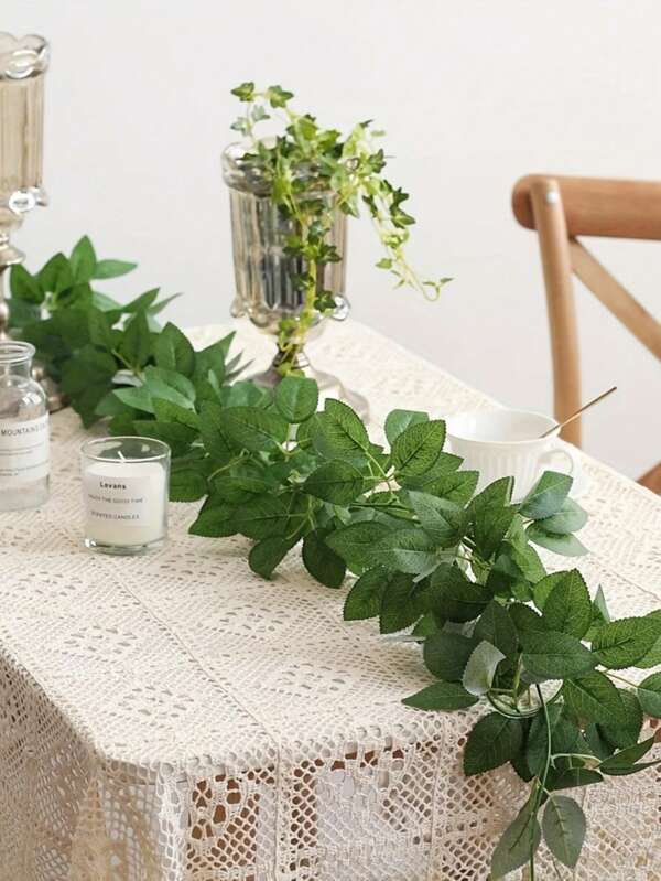 قطعة واحدة من خيط أوراق صناعية طبيعية بطول 2 متر، أوراق وردة اصطناعية، إكليل معلق أخضر وهمي، زهور حرير صناعية، خيط أخضر معلق اصطناعي لديكور حفلات الزفاف والمنزل والخارج، نباتات مزيفة، ديكور غرف النوم والموائد والحدائق، هدايا عيد الميلاد والتخرج