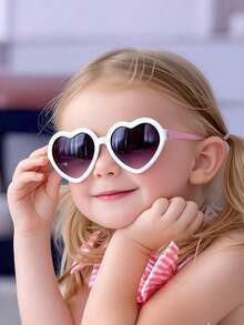 1pc Girls 4-10Y Cute Heart Frame Fashion Fashion Glasses, Suitable For Party, Vacation, Travel, Spring New Arrival