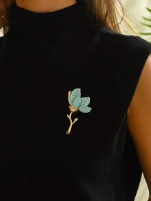 1pc 2025 New Elegant Vintage Brooch, Multiple Styles Available: 3D Floral, Gold Rhinestone Bow, Geometric Shapes, Lips With Rhinestones, DIY Hand-Painted Drip Oil Bees, Bees, Insects, Wasps, Fish Eyes With Rhinestones, Gold Flowers, White Magnolia, Feathers, Sun, Comma, Evil Eye, Leaves, Antlers, High-Quality Holiday, Party, Dinner, Festival Brooch For Women, Suitable For Valentine's Day, Thanksgiving, Mother's Day Gifts - Multicolor - View 5