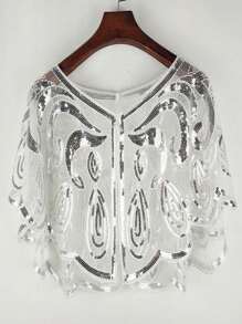 New Sequin Shawl, Vintage Style Elegant Short Cape For Women's Parties With Breathable & Shiny Lightweight Fabric Accessories Women Valentine's Day Valentines