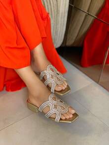 Women's Comfortable Shiny Heeled Clogs New - Gold - View 5