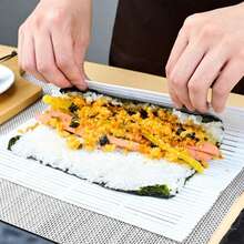 1pc Japanese-Style DIY Seaweed Sushi Rolling Mat, Plastic Bamboo Sushi Making Tool - Multicolor - View 3