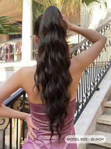 Claw Ponytail Extension Hair Brown Color 26 Inch Long Water Wave Heat Resistant Fiber Synthetic Ponytail Hairpiece For Girl Women Daily Used