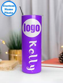Customize This 20oz Stainless Steel Tumbler Sports Water Bottle With Any Custom Text, Name/Initials And Photo To Make A Perfect Gift! Perfect For A Bachelorette Party, Birthday Party, Or Any Event. - Multicolor - View 1