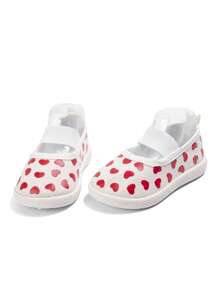 1 par de zapatos deportivos casuales, transpirables y con estampado, de lona elástica beige, para niñas, adecuados para salir a diario (patrón aleatorio)