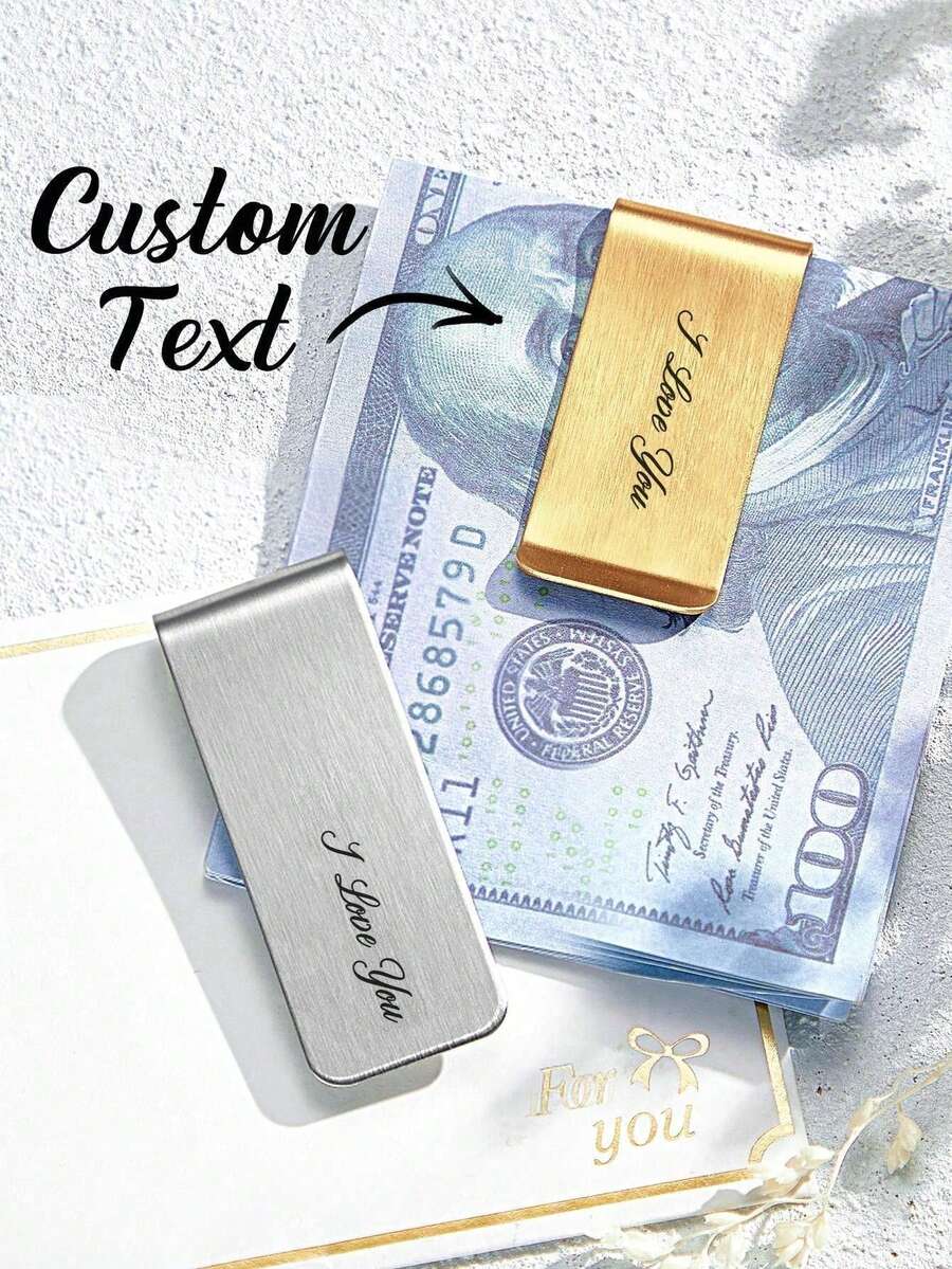 1 pieza Clips de billetes personalizados, clips de billetes personalizados y grabados, clips de billetes personalizados de acero inoxidable, regalo para padrinos de boda, regalo de aniversario para papá, para el esposo, regalo del Día del Padre, regalo de aniversario, regalo para padrinos de boda, regalo del Día de San Valentín, regalo del Día del Padre, regalo para el esposo, regalo para él - Multicolor - Ver 1