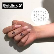 Boldink 非永久性纹身，月亮、太阳、月光、心形图案，DIY 临时纹身，防水，持久 1-2 周，自然简单的临时纹身贴纸，有趣的纹身体验 - 黑色 - 查看 4