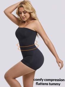 Body bandeau, lingerie gainante sans couture avec lift des hanches et contrôle du ventre, body unicolore