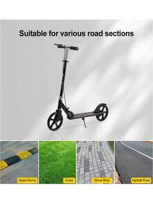 LIPETY Portable Foldable Scooter With Large Wheels - One-Touch Easy Fold, Adjustable Handlebar, 100 Kg Capacity, For A Smooth Ride, Lightweight, Anti-Shock Suspension - Outdoor Scooters For Teenagers And Adults