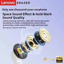 Căști Bluetooth Lenovo ERAZER ETR-A01PRO, calitate a sunetului HiFi intraauricular, anulare a zgomotului pentru jocuri cu latență redusă ENC și microfon, căști wireless cu durată de viață a bateriei super lungă pentru smartphone-uri, tablete, avioane, camioane - Negru - Vizualizare 10