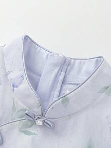 Balabala 女童高领刺绣连衣裙，优雅传统风格 - 紫色調 - 查看 8