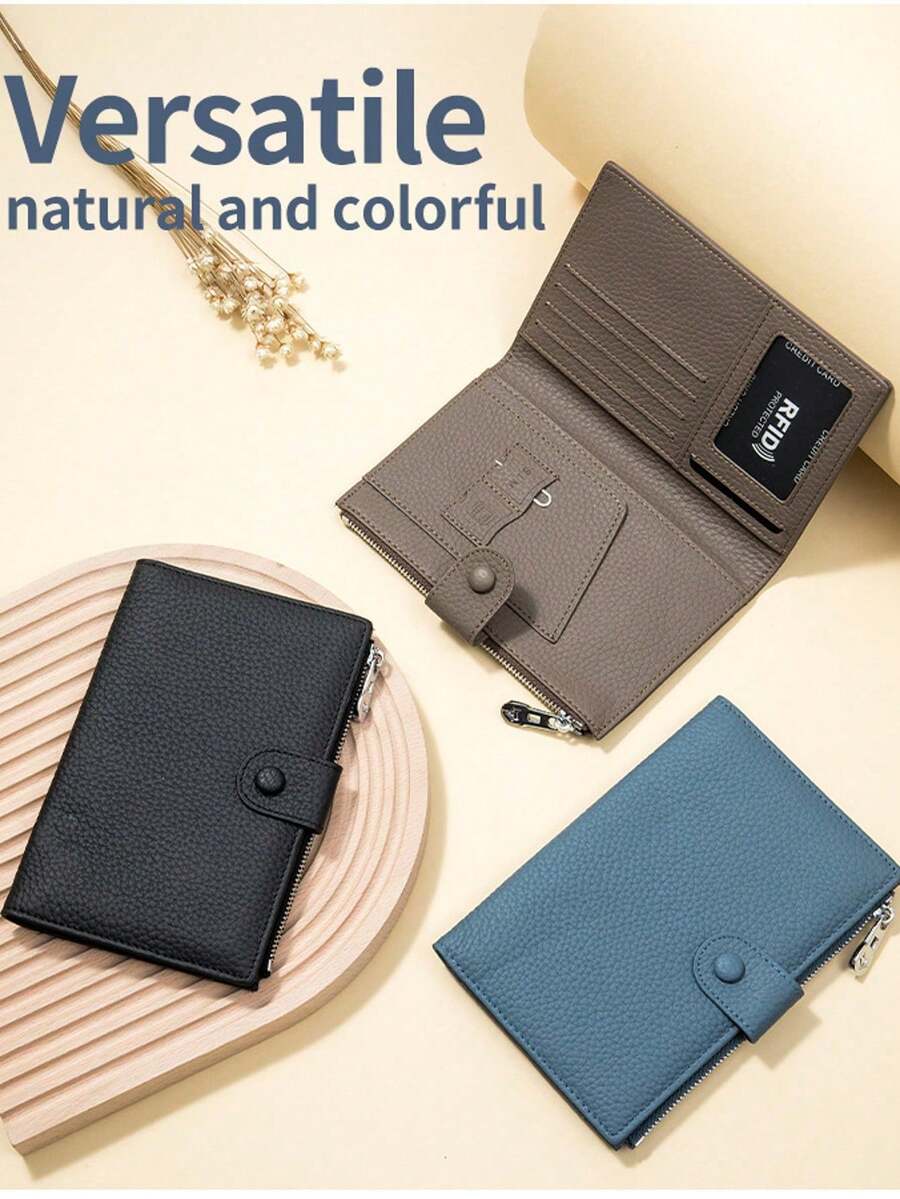 1 件 RFID 屏蔽超薄多功能护照夹，PU 皮革钱包证件卡收纳盒，适合所有季节正式/商务正式情人节创意 - 多色 - 查看 1