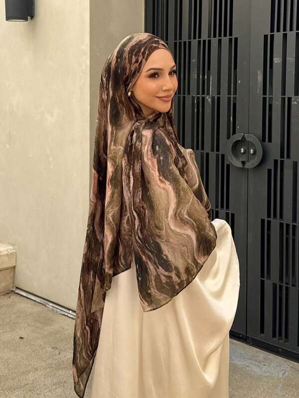 1 PIEZA Pañuelo de mujer Bohemio estilo acuarela Velo Hijab, Bufanda musulmana para otoño, Adecuado para uso diario