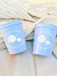 12Pcs Set, Last Toast On The Coast Bachelore Party Plastic Cups 12PCS Costal Stadium Cups Coastal Bridal Shower Weekend Favors, Bridal Shower Party Favors Decorations Wedding&Hen Do Reusable Party Cups Supplies