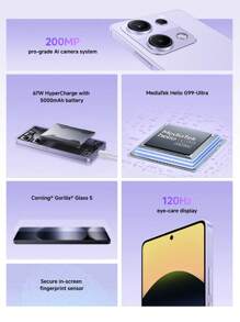 Xiaomi Redmi Note 14S Smartphone 12GB+512GB Global Version Helio G99-Ultra Processor 200MP+8MP+2MP Triple Camera 6.67" AMOLED Display Supports 67W HyperCharge 5000mAh (Typ) Battery AI Features
