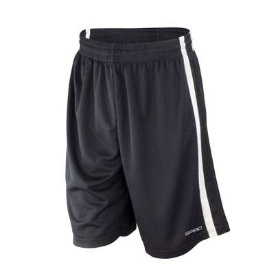 Spiro Mens Quick Dry Basketball Shorts (Black/White)